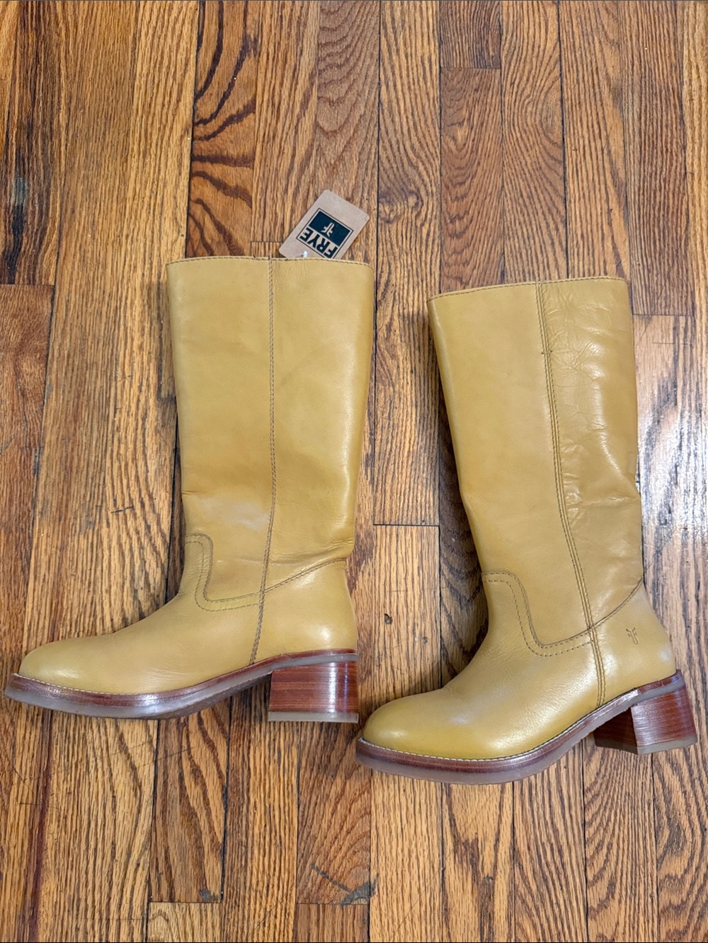 Frye Tall Leather Boots in Mustard